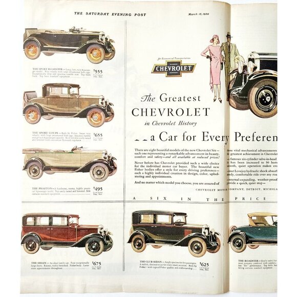 1930 Chevrolet Coach Antique Cars Advertisement Centerfold Post DWJJ19 - Picture 3 of 3